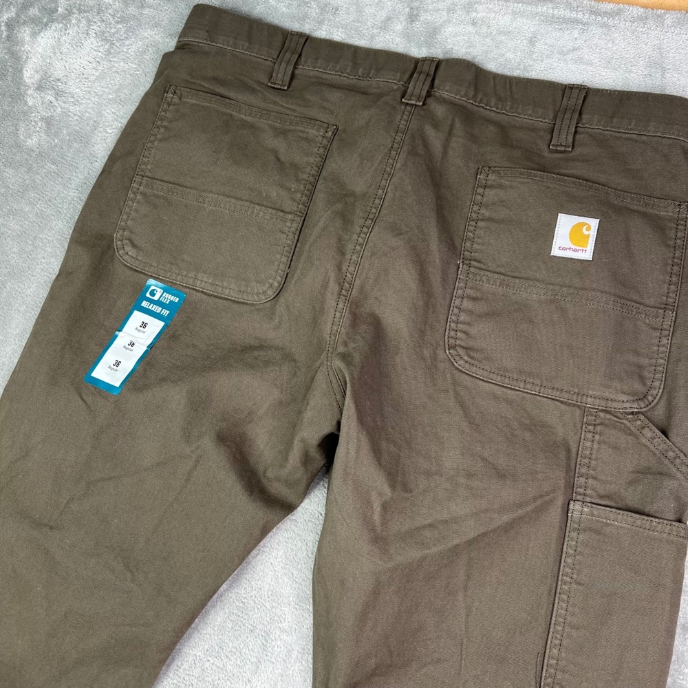 Carhartt Rugged Flex Canvas Jogger Pants Mens 36 Brown Relaxed Fit Utility